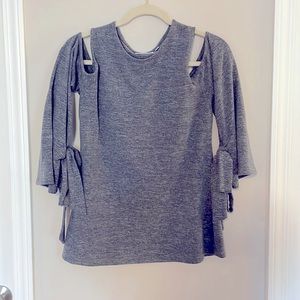Gray long sleeve top with open shoulders size Small